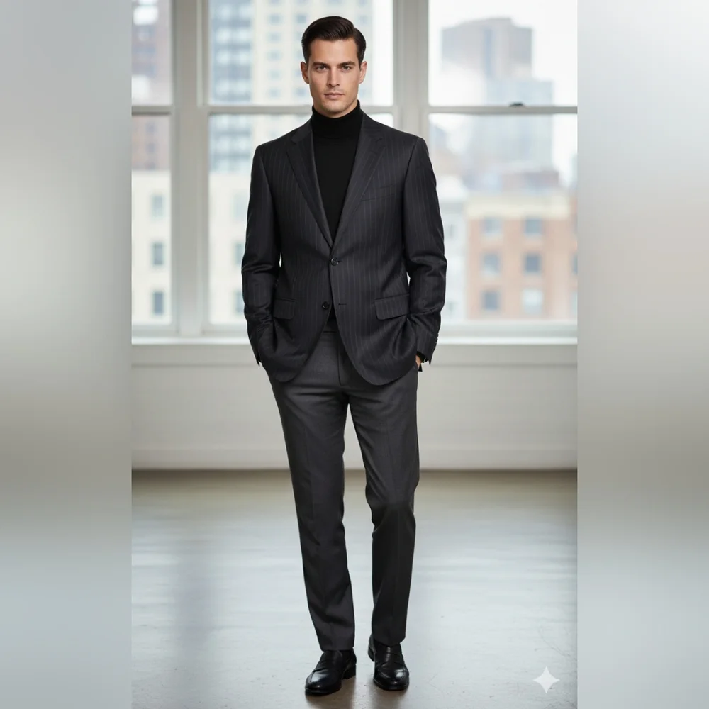 GIORGIO ARMANI LE COLLEZIONI NAVY BLUE PIN‎ STRIPES MEN'S NWOT SPORT COAT SIZE